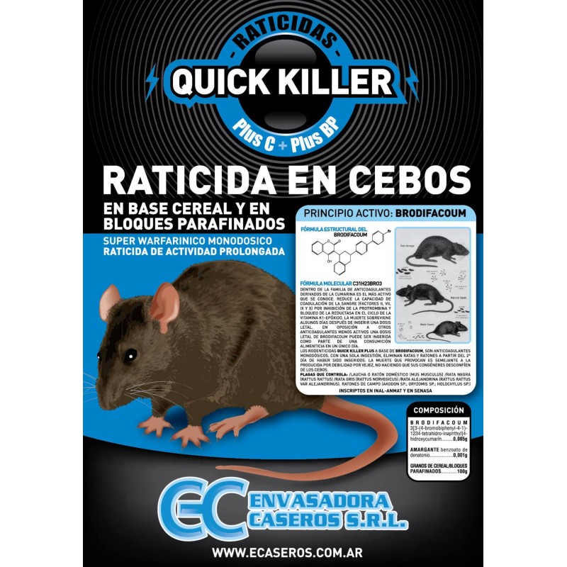 Raticida QUICK KILLER Bloque x 100 Grs. A3003